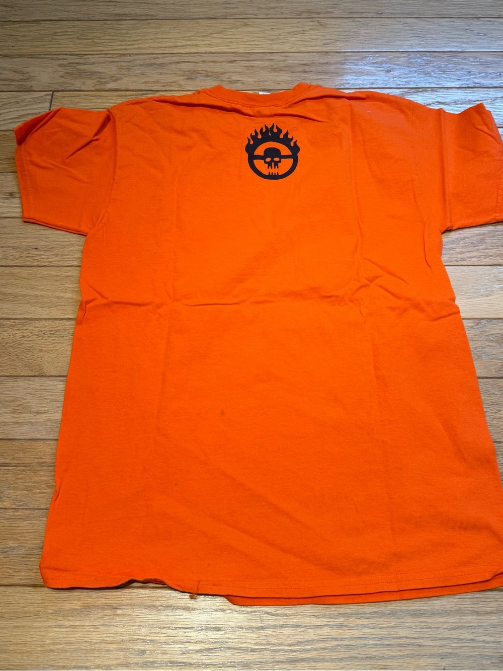 Gildan Orange Short-Sleeve Tee with Black Iceland Vertical Print - Picture 3 of 4
